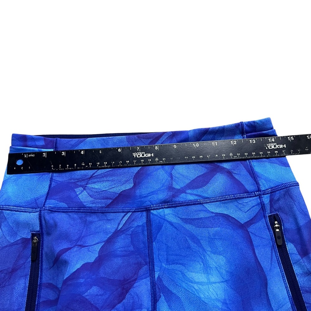 Lululemon Blue Purple Abstract Marble Print High Rise Leggings Zipper Pockets 28 - Picture 3 of 7